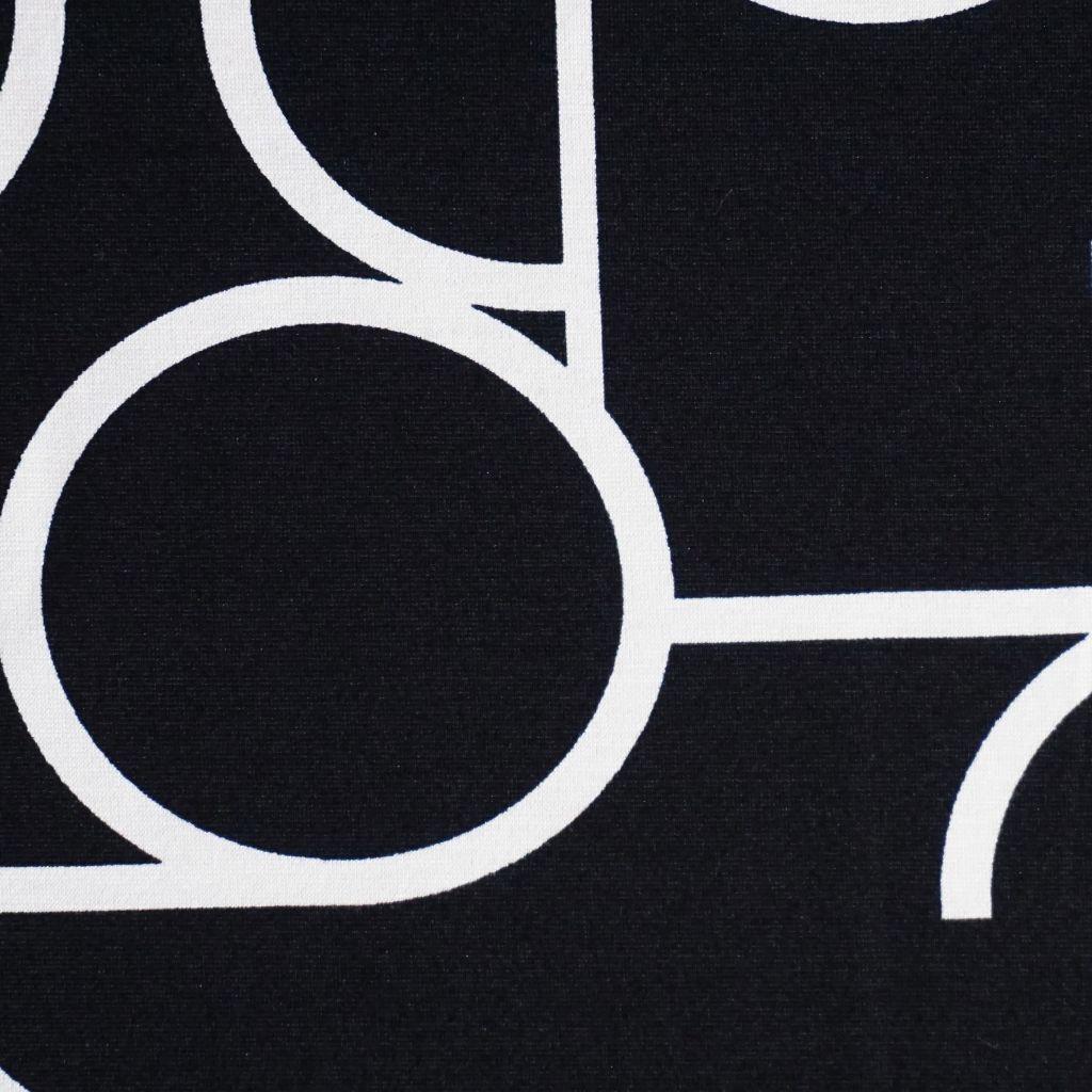Preview: Romanitjersey abstrakte Zeichen schwarz ecru